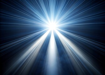 Obraz premium Bright blue light rays emanating from a central source in darkness