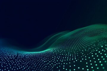 Abstract digital background with a wave of dots and lines in a dark blue-green color, suitable for a technology banner or presentation design.