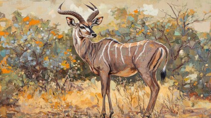 Alert Animal Standing Among Dappled Sunlight Shrubbery