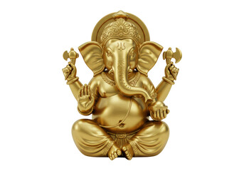 Fototapeta premium Golden Statue of Ganesha on Black Background Depicting Serenity and Wisdom for Ganesh Chaturthi