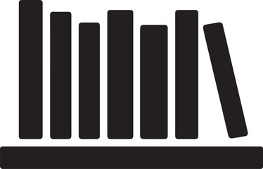 Fototapeta premium Black silhouette of seven books standing on a shelf bookshelf library