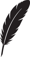 Obraz premium Black silhouette of a quill pen on a white background feather writing