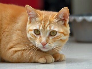 Adorable Orange Cat with Fluffy, Soft Fur – Sweet and Charming Feline Portrait (AI Generated)