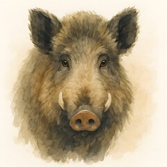 Fototapeta premium Intense Wild Boar Watercolor Painting – Forest Creature Art