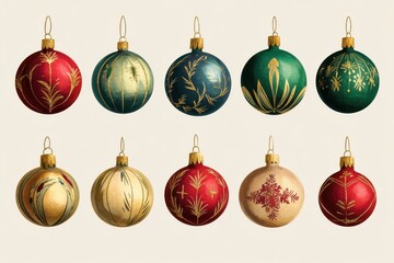 Ten Ornate Christmas Ornaments Displayed Against A Neutral Background