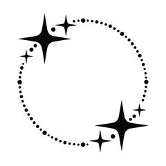 Circular frame of sparkling stars and dots