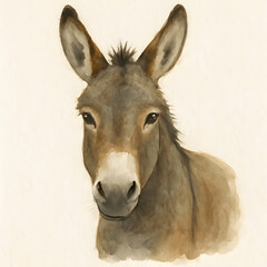 Playful Donkey Watercolor Illustration &ndash; Workhorse Animal Design