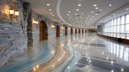 Naklejka premium Polished stone cladding wall with natural marble-like shine and pattern