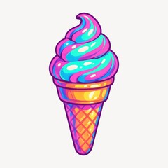 Colorful vibrant ice cream illustration.
