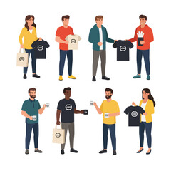 Obraz premium People Presenting Branded Merchandise