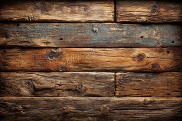 Rustic log cabin wood wall texture with horizontal planks and knots