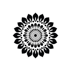 Black and white intricate mandala design with floral elements