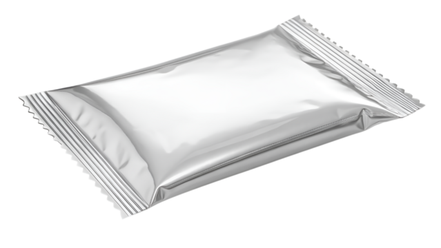 blank foil packaging isolated on transparent background