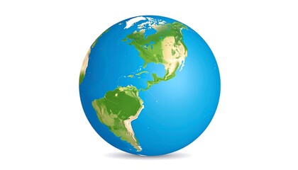 Fototapeta premium Detailed Globe Depicting North and South America on White Background