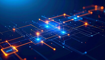Digital Connectivity: Abstract digital rendering, showcasing interconnected circuits and glowing pathways of data, a symbol of innovation.