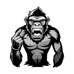 Confident Boss Ape Silhouette Snapping Fingers | Powerful Leader Pose Vector | Alpha Primate Business Attitude Clipart Illustration