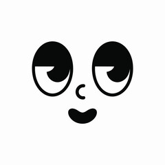 Cute black and white cartoon face with big eyes and smile