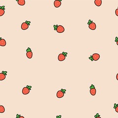 strawberry  fruit illustration on orange color background .