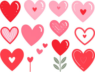 Decorative heart symbols for festive love events. Colorful heart symbols for love, affection themes. Artistic love hearts in pink, red, and pastel colors. Heart-shaped love symbols for wedding decor