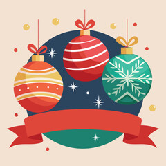 beautiful christmas balls banner with text space