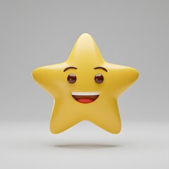 Smiling Star Emoji - 3D Render, Happiness Concept