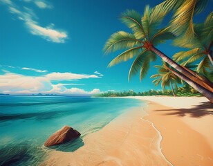 Fototapeta premium sunny tropical beach vacation idyllic summer paradise