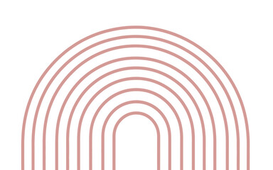 Fototapeta premium Minimalist pink rainbow arch design on white background