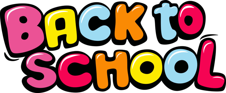Vector illustration with colorful typography "Back to school". Editable text effect with back to school inscriptions. Back to school poster, banner, template, greeting card design.