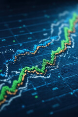 Financial Stock Market Data Graph Showing Business Growth and Digital Technology Analytics Investment Trend