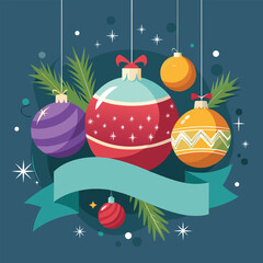 beautiful christmas balls banner with text space