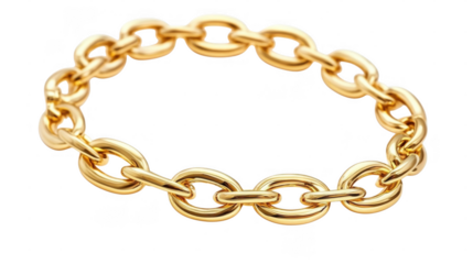 This gold chain bracelet showcases a classic design with interlocking links that highlight its elegance and style