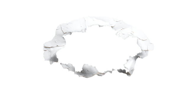 High quality photo of torn paper hole isolated on transparent background.