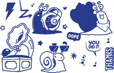Funny Snail Character Doodle – Snail, Cartoon, Slow, Slime, Character, Funny, Vector, Doodle, Hand-Drawn, Comic, Cute, Humor, Joke, Speech Bubble, Whimsical, Icon, Shell, Expressive