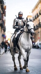 Medieval knight on steed