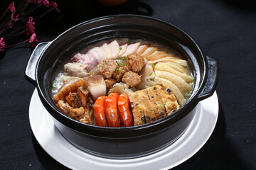 Chinese cuisine, Cantonese cuisine, three fresh clay pots