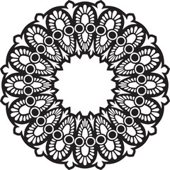 Classic greek black monochrome round ornament. Vector pattern, circle of ancient hellens. European border - ring.
