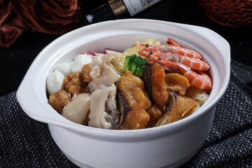 Chinese cuisine, Cantonese cuisine, three fresh clay pots