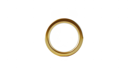 Shiny gold circular frame stands out against a white background, emphasizing its glossy finish and minimalist design
