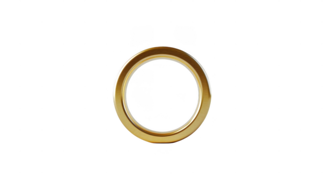 Shiny gold circular frame stands out against a white background, emphasizing its glossy finish and minimalist design