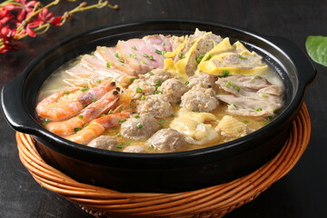 Chinese cuisine, Cantonese cuisine, three fresh clay pots