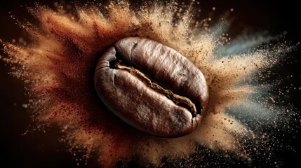 Obraz premium coffee bean, powder explosion, dynamic energy