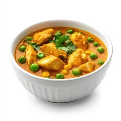 Fototapeta premium Healthy bowls of hot chicken curry, spicy red Thai chicken, and vegetable stew for a delicious meal