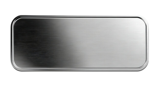 High quality photo of brushed metal rectangle with rounded corners isolated on transparent background.