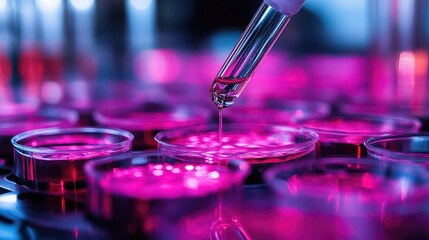 Bioengineered tissue scaffold growing in biotech lab environment with cellular regeneration visual and AI-driven tissue health analytics