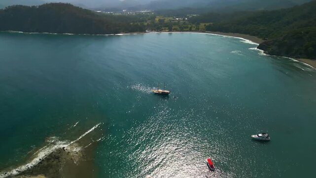 phaselis bay in turkey - drone view