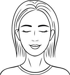 Elegant Minimalist Line Art Portrait of a Serene Woman with Closed Eyes