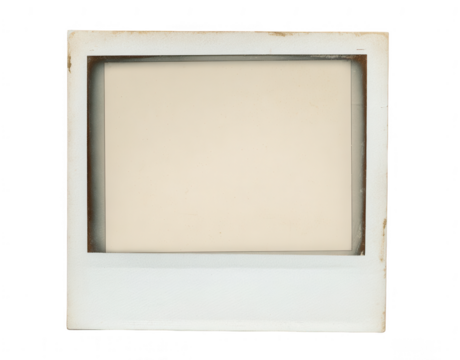 Vintage Polaroid photo of an empty, blank Polaroid frame, png, transparent