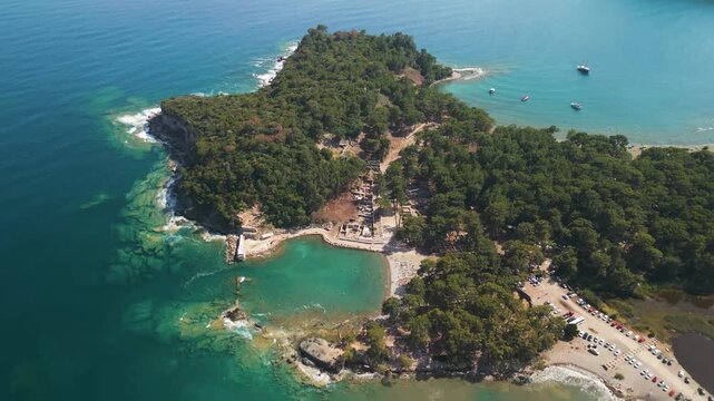 Phaselis Beach in Turkey - Drone View	
