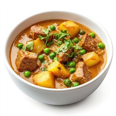 Healthy, homemade beef stew and spicy chicken curry with vegetables are delicious lunch or dinner options
