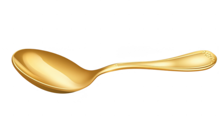 A golden spoon lies on a surface, highlighting its smooth curves and polished look for special occasions